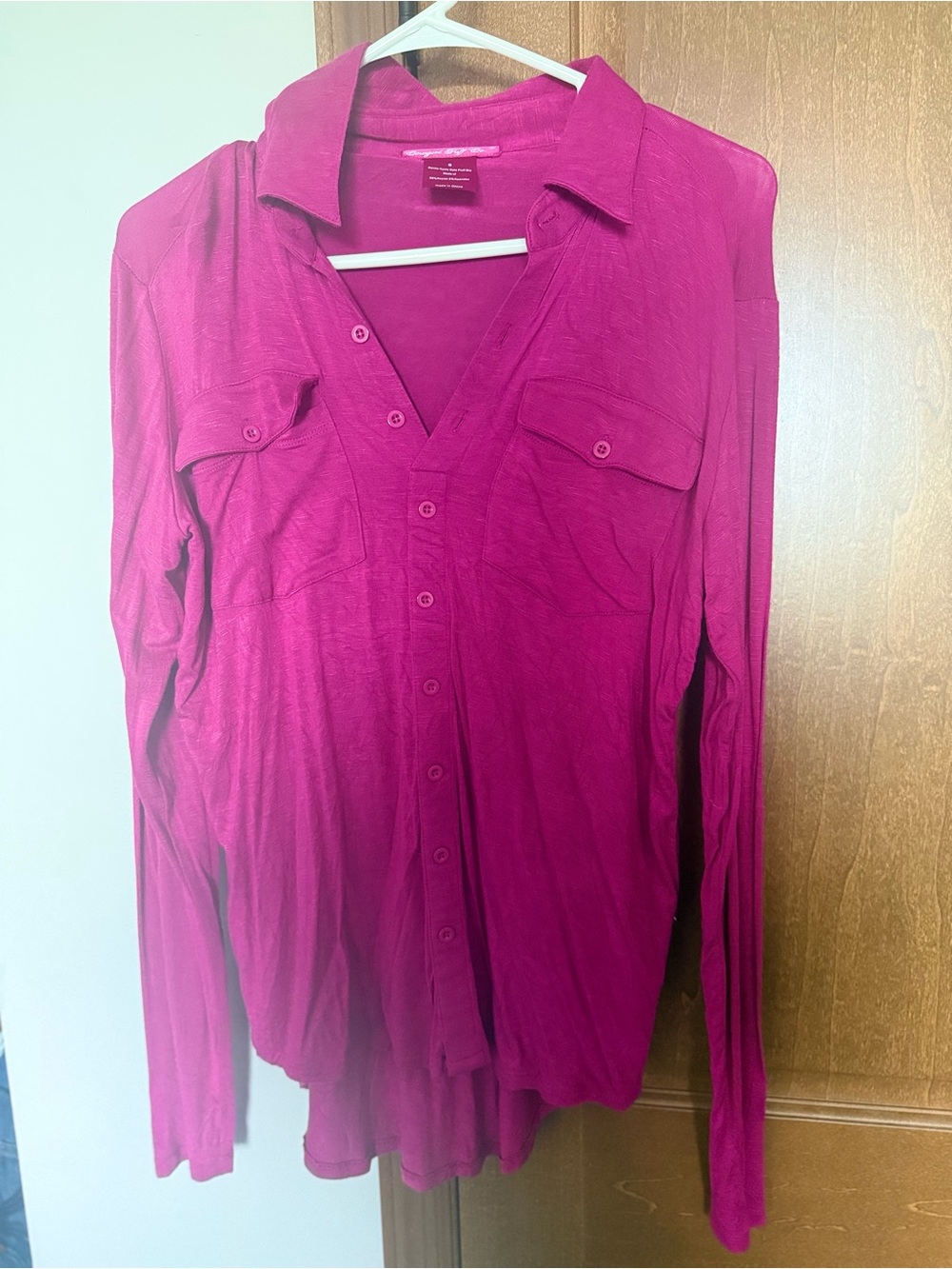 Cowgirl Tuff Magenta Button-Down Long Sleeve Shirt